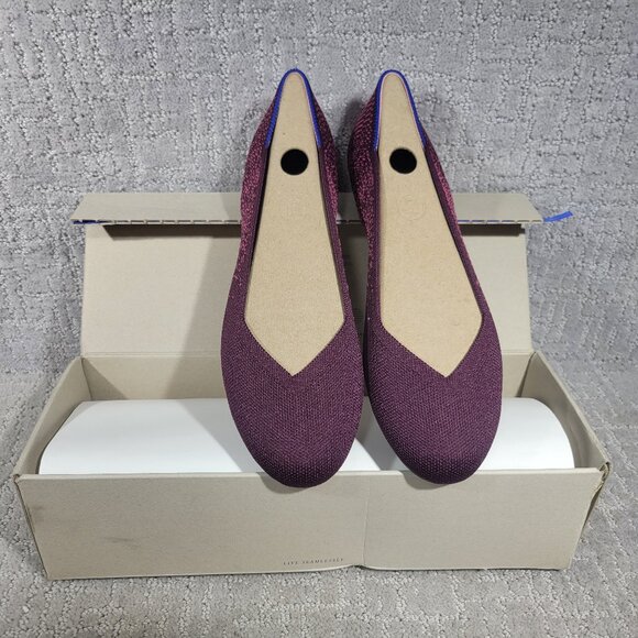 Rothy's The Flat Women's Size US 9 Fig Python Purple Round Toe Ballet Shoes - Picture 1 of 9